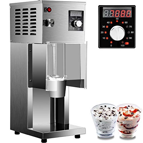 VEVOR 110V Ice Cream Blizzard Maker, 800W Electric Blizzard Ice Cream Machine 10-Speed Levels Adjustable, Commercial Blizzard Maker w/Splash-Proof Bezel, Blizzard Machine, Includes 3 Hand Cups