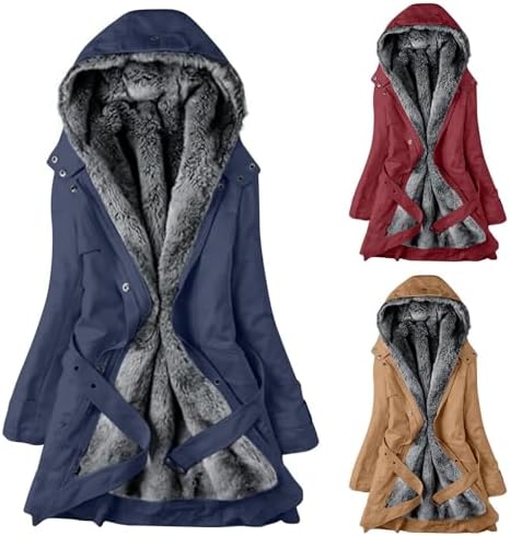 Dyhxuan Manteau D'hiver Pour Femme - Veste Matelassée Chaude - Grandes Tailles - Parka élégante - Manteau Matelassé Avec Capuche En Fourrure