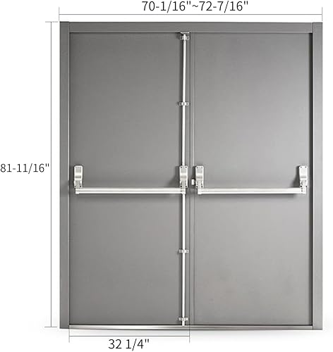 Miniatura 2 de VIZ-PRO Puerta de salida contra incendios de montaje rápido (doble) con barra de pánico, hoja activa lateral derecha gris hacia afuera, losa de