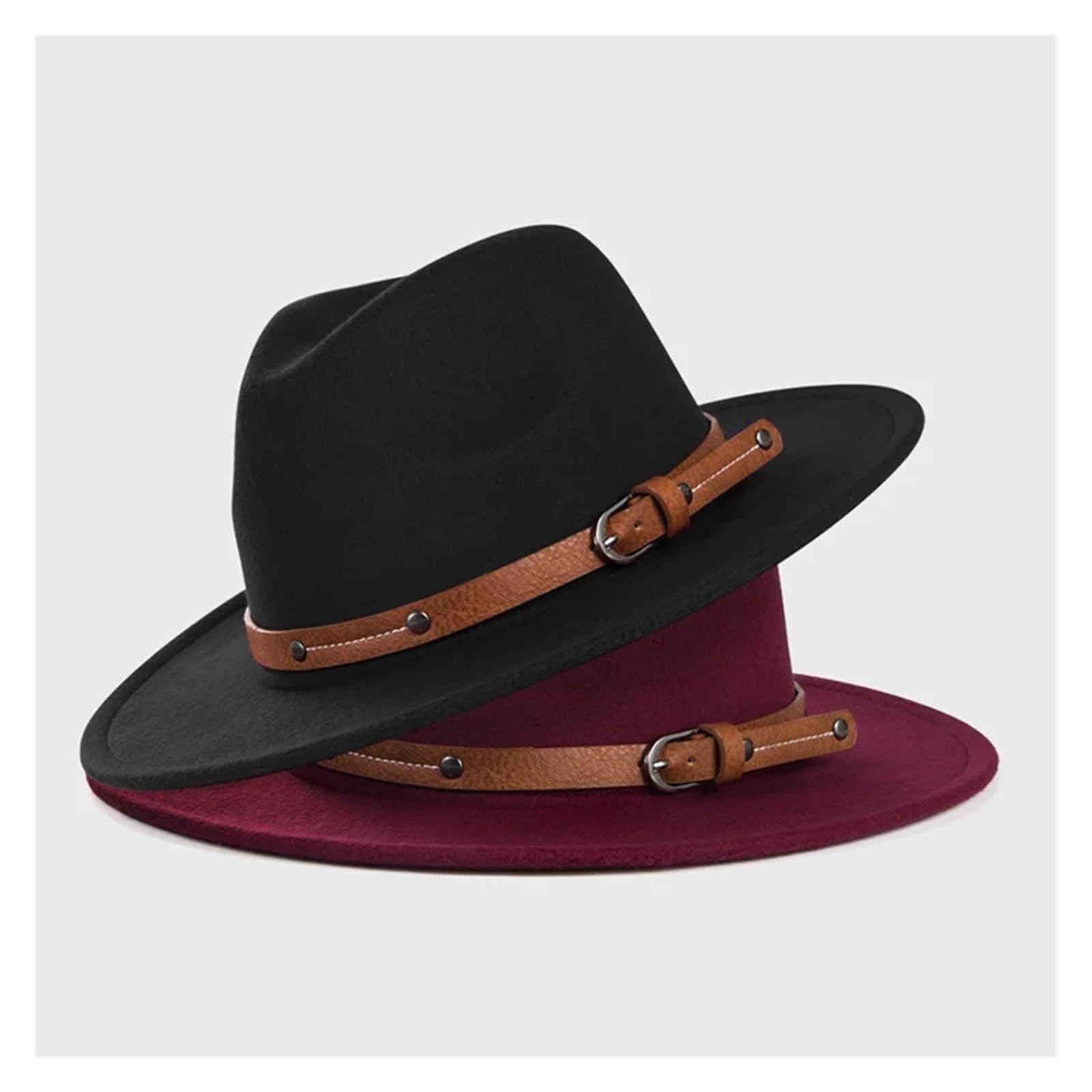 Fedora Uomo Cappello Fedora in lana da uomo autunno inverno berretto jazz a tesa larga imitazione lana da donna feltro da chiesa