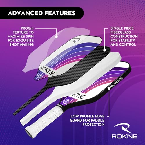 Image of ROKNE Curve Classic Pickleball Paddle | USAPA Approved Fiberglass Pickleball Paddles | Elevate Your Game with Precision Engineering & Comfort | ProGrit Texture for Max Spin & Power | Paddle