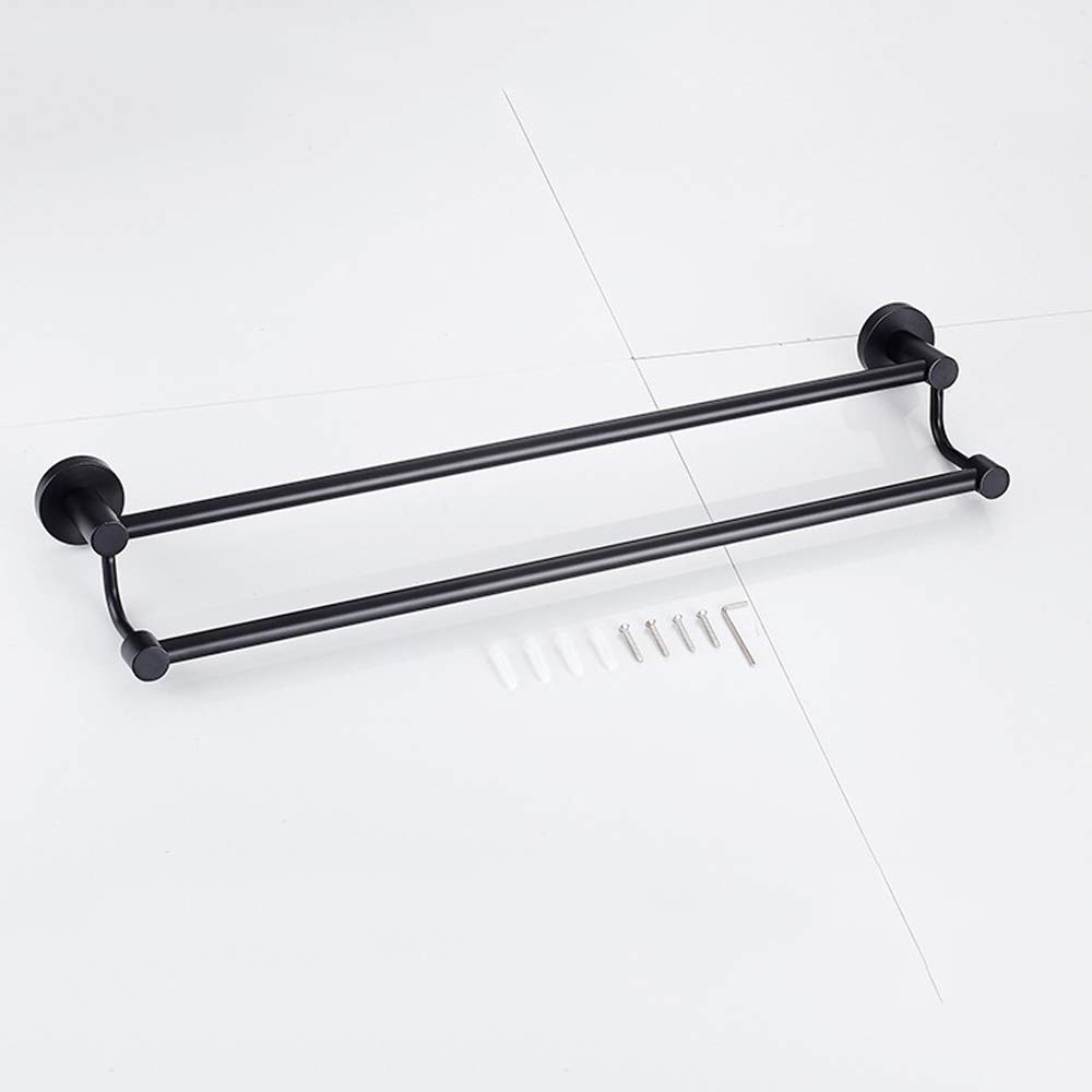 Toallero, Estante de baño de Acero Inoxidable con Doble Barra, Barra de baño de Pared, Color negro/60 cm