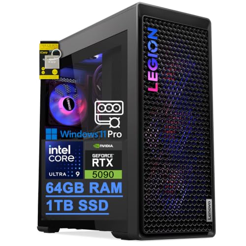 Image of Lenovo Legion Tower 7i Gen 10 Gaming AI Desktop Intel 24-core Ultra 9 285K 64GB RAM 1TB SSD GeForce RTX 5090 32GB GDDR7 (Up to 3352 AI Tops) 360mm Liquid Cooler ARGB Fan 1200W PSU Win11Pro ICP Hub