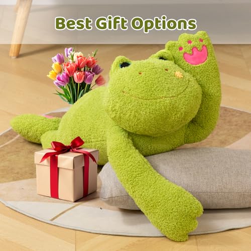 BEJOY Giant Frog Teddy Plüschtiere, Riesige Frosch Stofftier, Flauschiger Plüsch-Frosch Süßes Plüschspielzeug für Kinder Freundin Familie, Liebesgeschenke 95cm