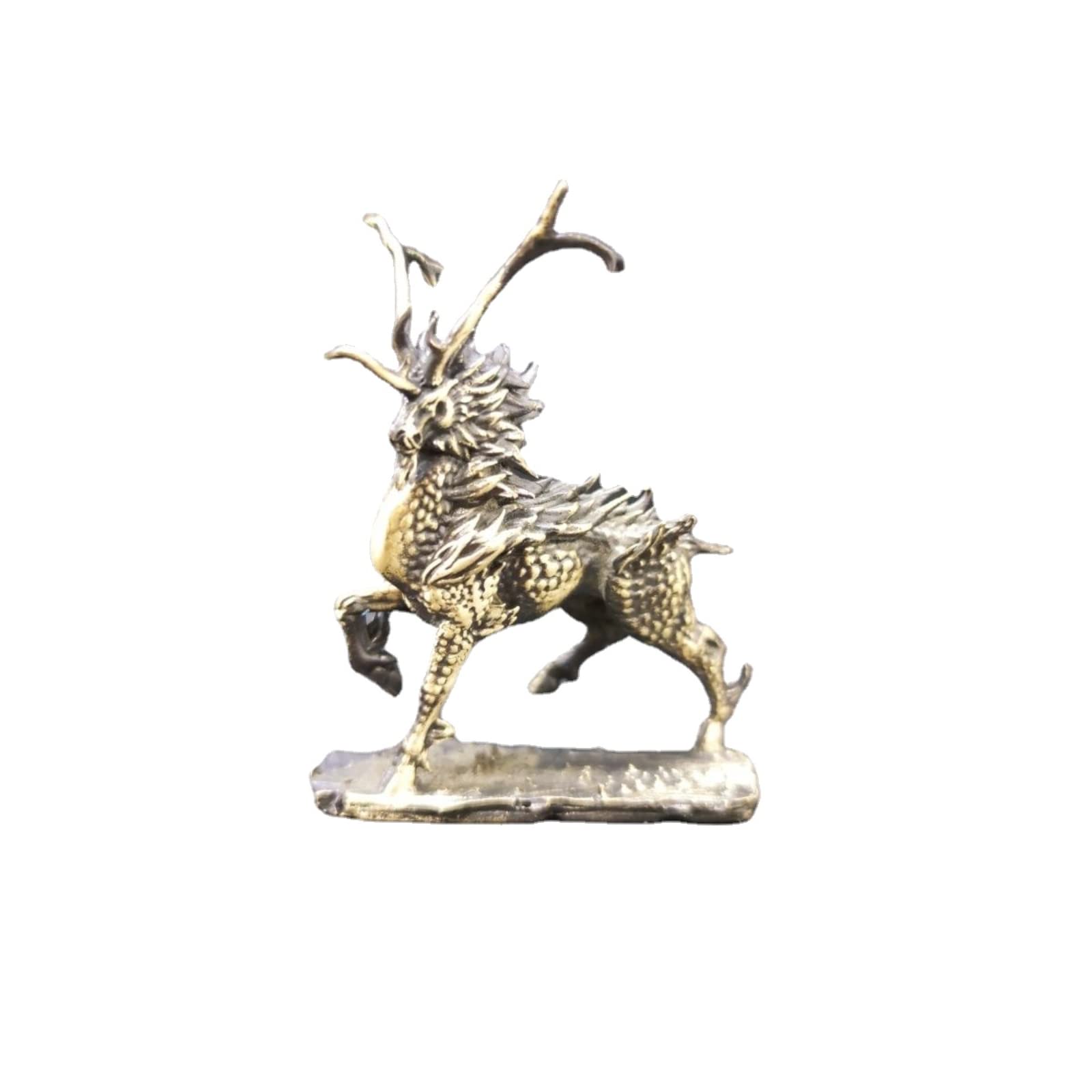 NGDFGR Brass Wind Fire Kirin Miniature Figurines,Bronze God Beast Dragon Statue Pocket Sculpture Crafts Collection Desktop Ornament Home Sand Table Decor Accessories Study Paper