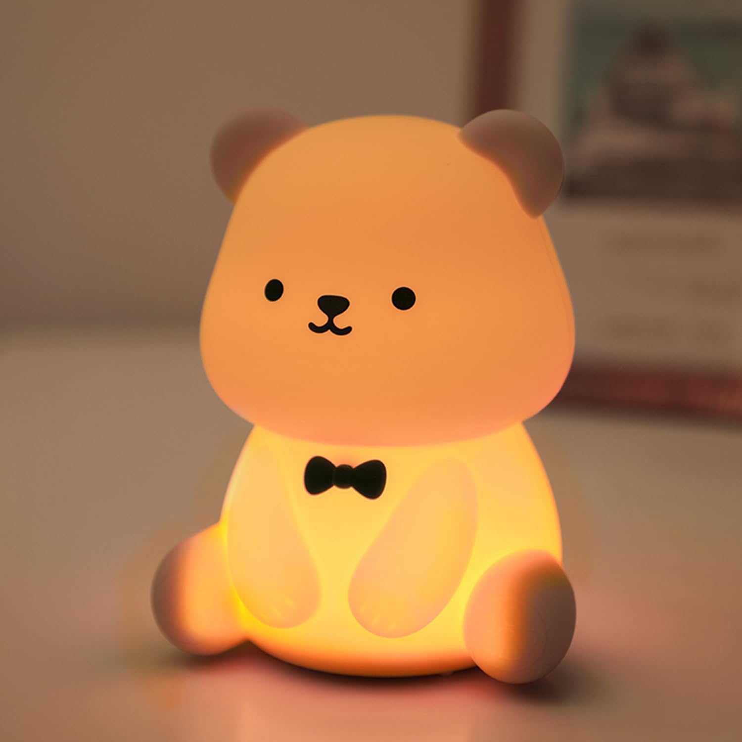 Myratts Led Cute Teddy Bear Night Light, Dimmable Nursery Kawaii Lamps, Super Squishy Silicone USB Rechargeable Touch Control Night Lamp, Used for Camping Party Room Decor (Teddy Bear)