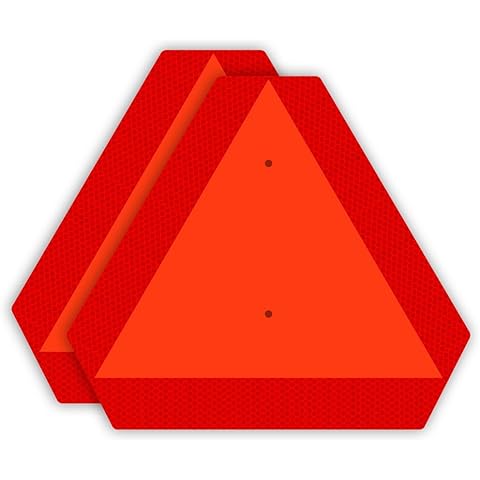 Ignixia Slow Moving Vehicle Sign,(Pack of 02) Rust free Aluminium 0.5mm Slow Moving Vehicle Triangle signs, 14”x 16” Inches Orange base with Reflective border, SMV Sign for Golf Cart, UTV, safety signs (2)