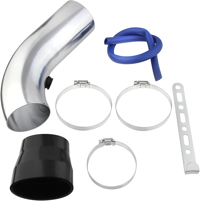 Skyplanet Universal 3" Car Cold Air Intake Filter Alumimum Induction Pipe Hose Kit(Silver)