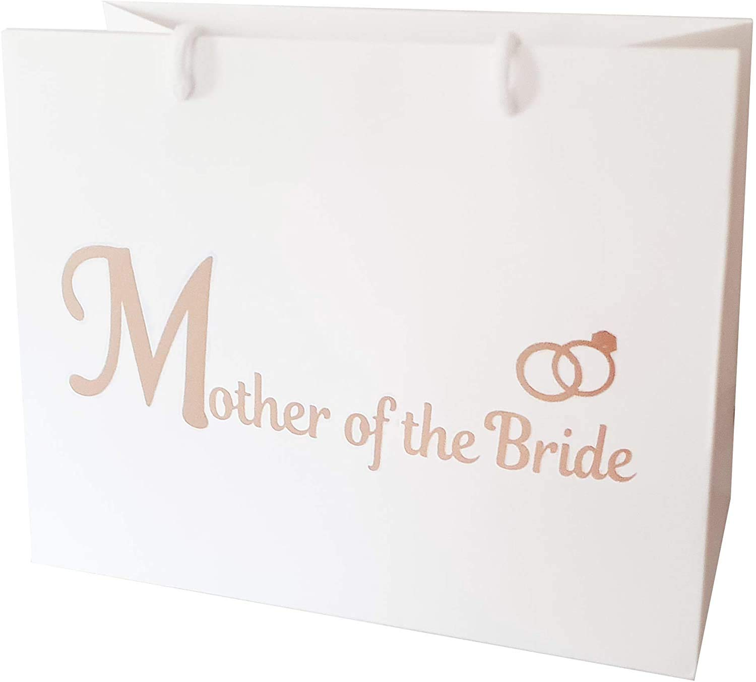 Large Wedding Gift Bags - White and Copper Gold Gift Bag with Rope Handles and Tissue Paper - Favours (Mother of The Bride)