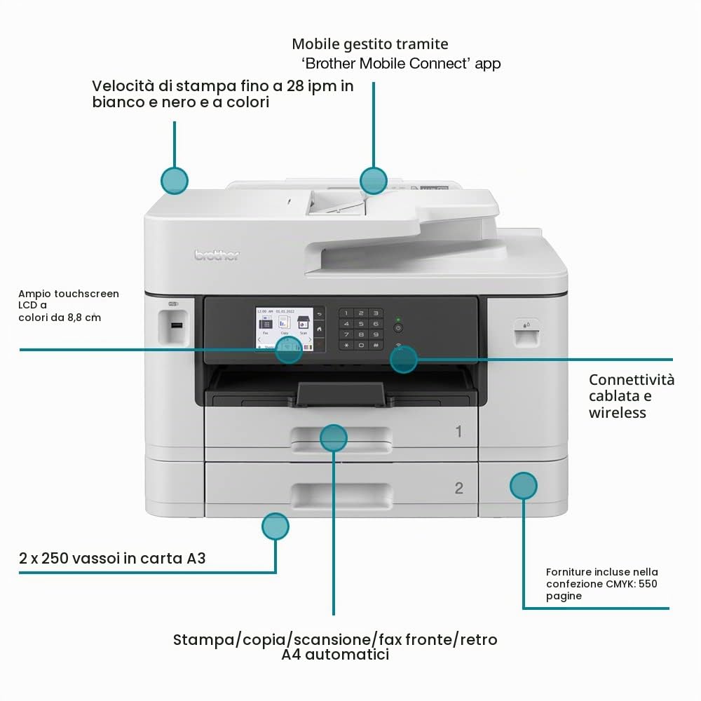Brother MfC-J5740dw Ad Inchiostro A3 1200 X 4800 Dpi WI-Fi (mfC-J5740dw A3 Inkjet Wireless)