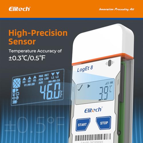 Image of Elitech USB Temperature Humidity Data Logger Reusable Temperature Recorder High Accuracy External Temperature Humidity Sensor, Auto PDF Report USB Port 16000 Points LogEt8THE, -40~85℃, 0~100% RH