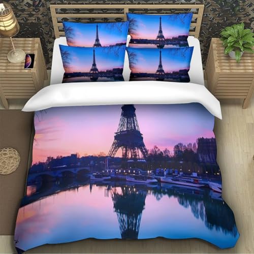 Parure de Lit Paris Impression 3D King Size en Microfibre de Qualité Supérieure