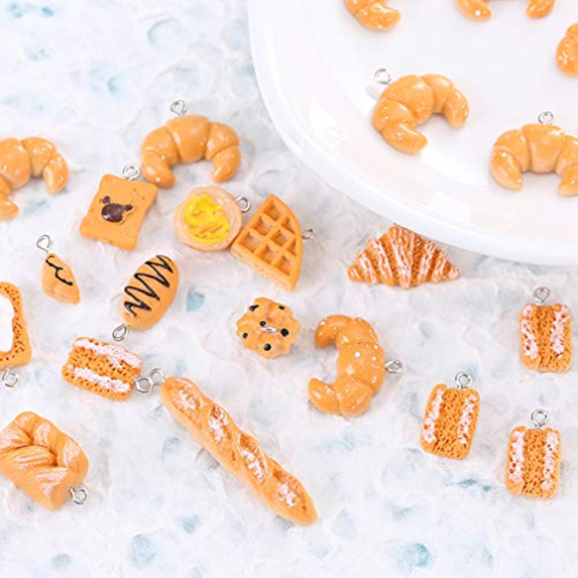 48 Pieces Handmade Simulation Food Pendant Charms for DIY Jewellery