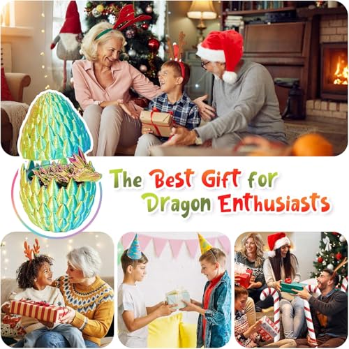 4er Set 3D Drachenei mit Drache – 13 cm bewegliche Gelenke Drachen spielzeuge, Kristall Drachen, Ostereier, ostergeschenke Kinder – Geeignet als Spielzeug ab 5/6/7/8/9 Jahre Jungen Mädchen