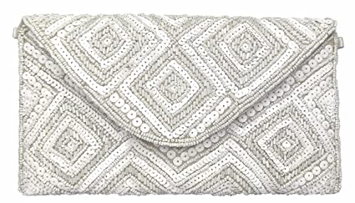 Image of DUCHESS Women's Hand Embroidered Envelope Clutch -Bridal Ethnic Traditional Casual Purse /Clutch /Handbag (23 L x 2.5 W x 13H cm)