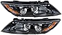 AutoModed Front Aftermarket Tube LED Halogen Headlamp Headlight Assembly Compatible with 2014 2015 Optima | Black & Chrome Housing | Clear Lens | Driver Passenger 2pcs | by AutoModed