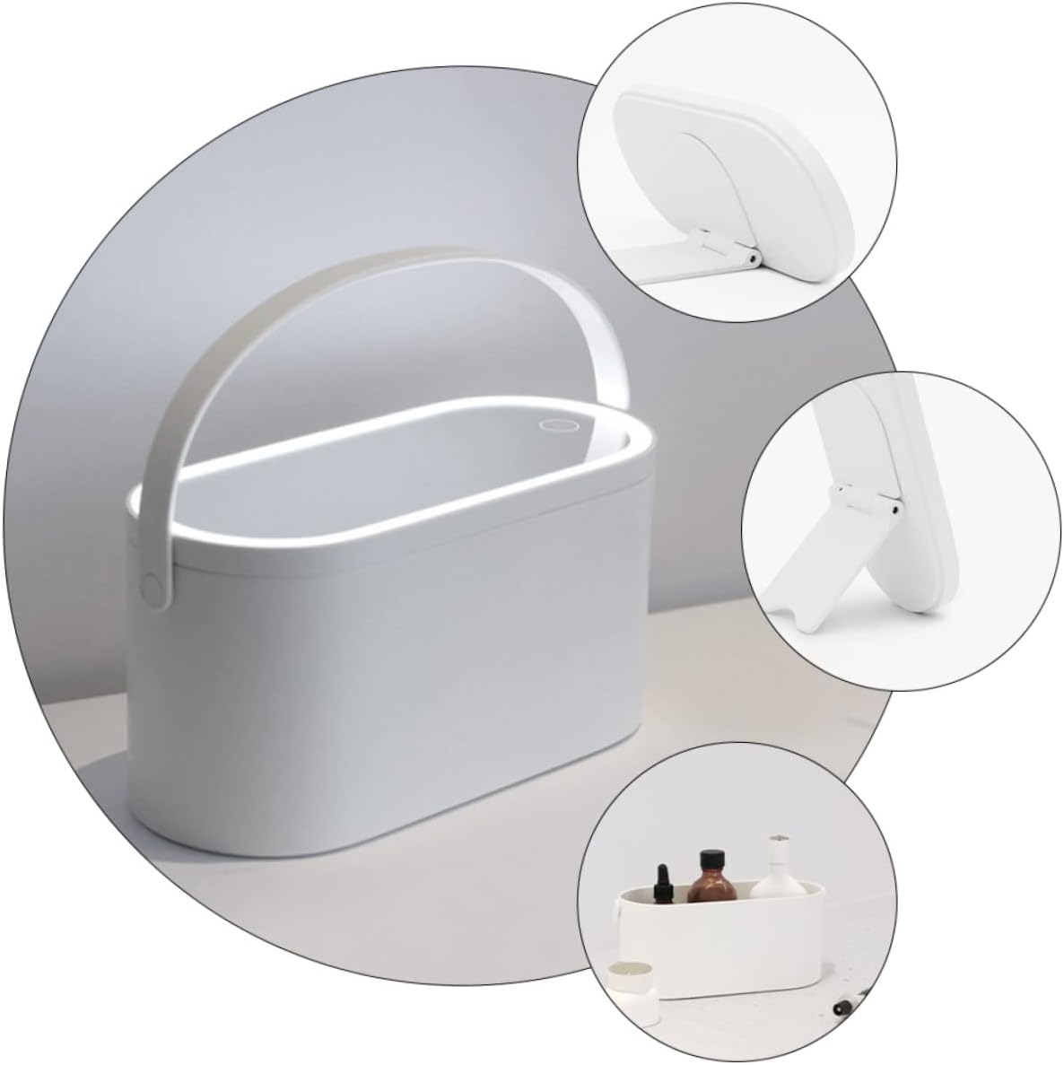 VICASKY Travel Makeup Case Built-in Led Light Compact Organizer for Outdoor Home Use Portable Beauty Storage Box