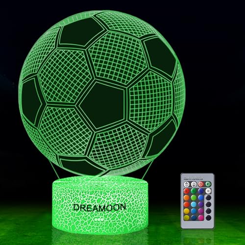 DREAMOON Fußball Nachtlicht, Fußball Spielzeug für Jungen, 3D Lampe mit...