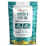 Omega 3 Fish Oil 4800 mg – EPA 1728 mg | DHA 1152 mg from Wild-Caught Anchovies – Burpless Mini Softgels – Pure Omega-3 Fatty Acid Supplement – Non-GMO, Gluten-Free, No Aftertaste – 240 Capsules