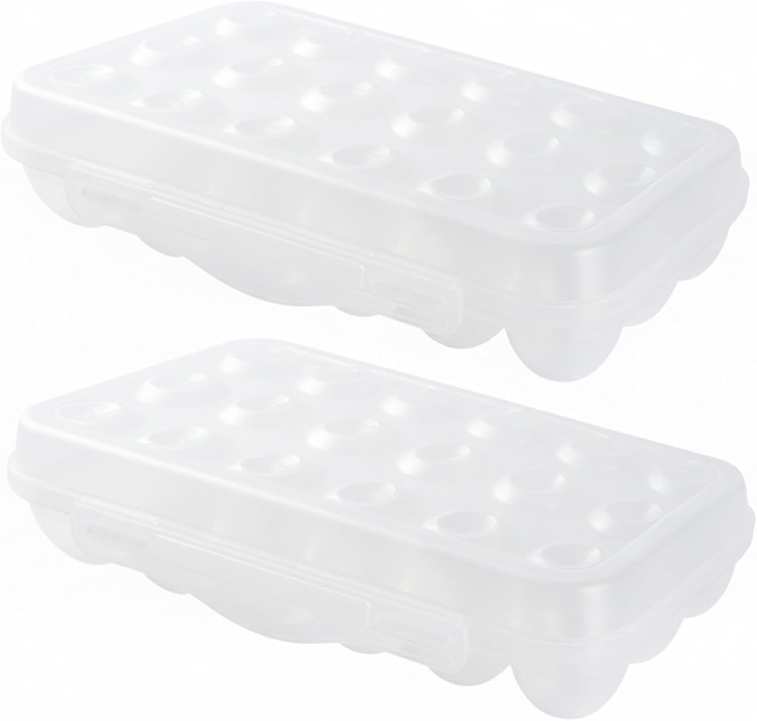 2-Pack 18-Grid Plastic Egg Carton, Clear Fridge Egg Storage with Locking Lid, Stackable Holder for Refrigerator - Holder