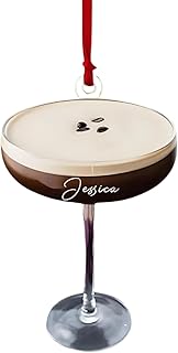 LASFOUR Espresso Martini Ornament for Christmas Tree 2025, Personalized Espresso Martini Christmas 2D Flat Ornament with Name, Espresso Decor Ornaments, Gift for Espresso Lover (E3)