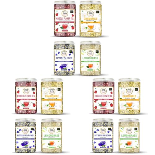 Image of Online Quality Store Hibiscus Flower Tea, Butterfly Pea, Chamomile, Lemongrass - 100gm Each (4 x 100 gm) Total 400 gm (Pack of 3)