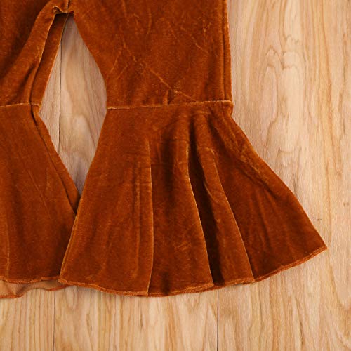 Toddler Kids Baby Girl Bell Bottoms Velvet Flare Pants Ruffle Leggings Trousers Fall Long Pants (Orange, 1-2 Years) #TOP5