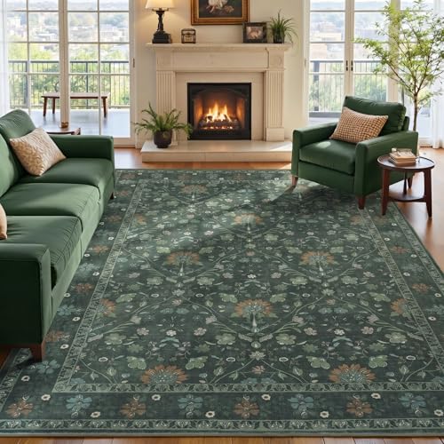 Vibrug 8x10 Area Rugs for Living Room, Floral Vintage Washable...