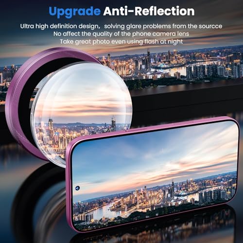 Image of CLITZ for iphone 16 /16 Plus camera lens protector Tempered Glass Aluminum Alloy Ring with Camera Cover (Pink)