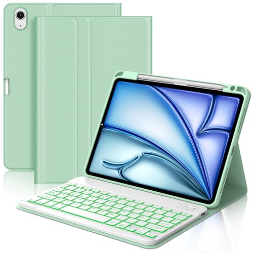 Teclado para iPad Air 11 M2 Funda Verde Claro con Ñ Bluetooth