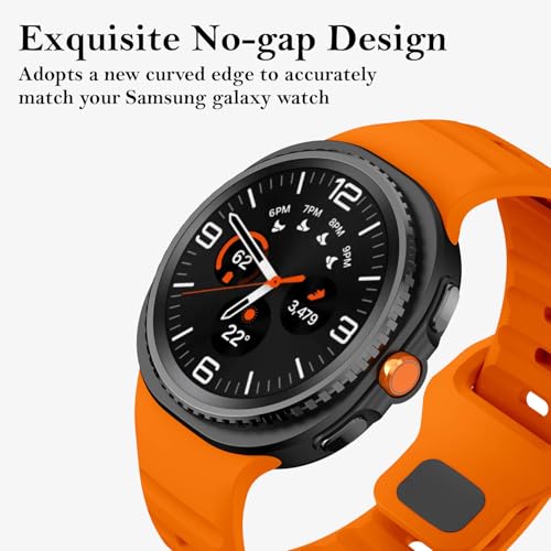 Rugged No Gap Band for Samsung Galaxy Watch Band 8 44mm 40mm/Galaxy Watch 8 Classic Bands 46mm， Silicone Wristband Sport Strap Men Women,2 Pack — view 3