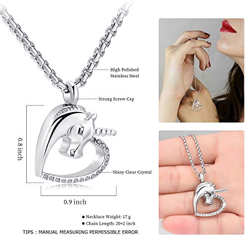 Unicorn In My Heart Stainless Steel Cremation Necklace Urn Pendant For Ashes For Women/Child Memorial Jewelry Keepsake Festival Gifts #TOP1