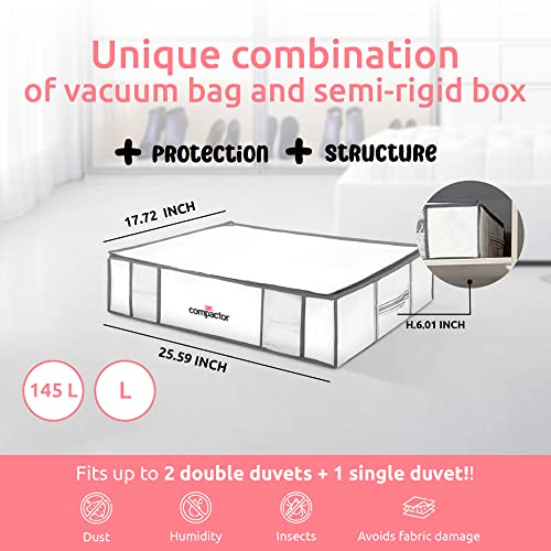 Compactor Vacuum Storage Bag L | Polypropylene + Nylon | Space Saver Vacuum Storage Bags For Clothes, Comforters & Blankets | Ultimate Storage Solution For Wardrobe, Moving | White Semi-Rigid Box #TOP2