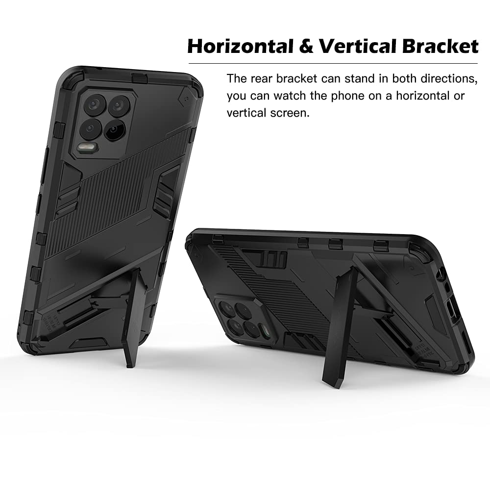 DOINK Cover Per Realme 8 E 8 Pro: Custodia Rigida Antiurto Con Cavalletto, Nera