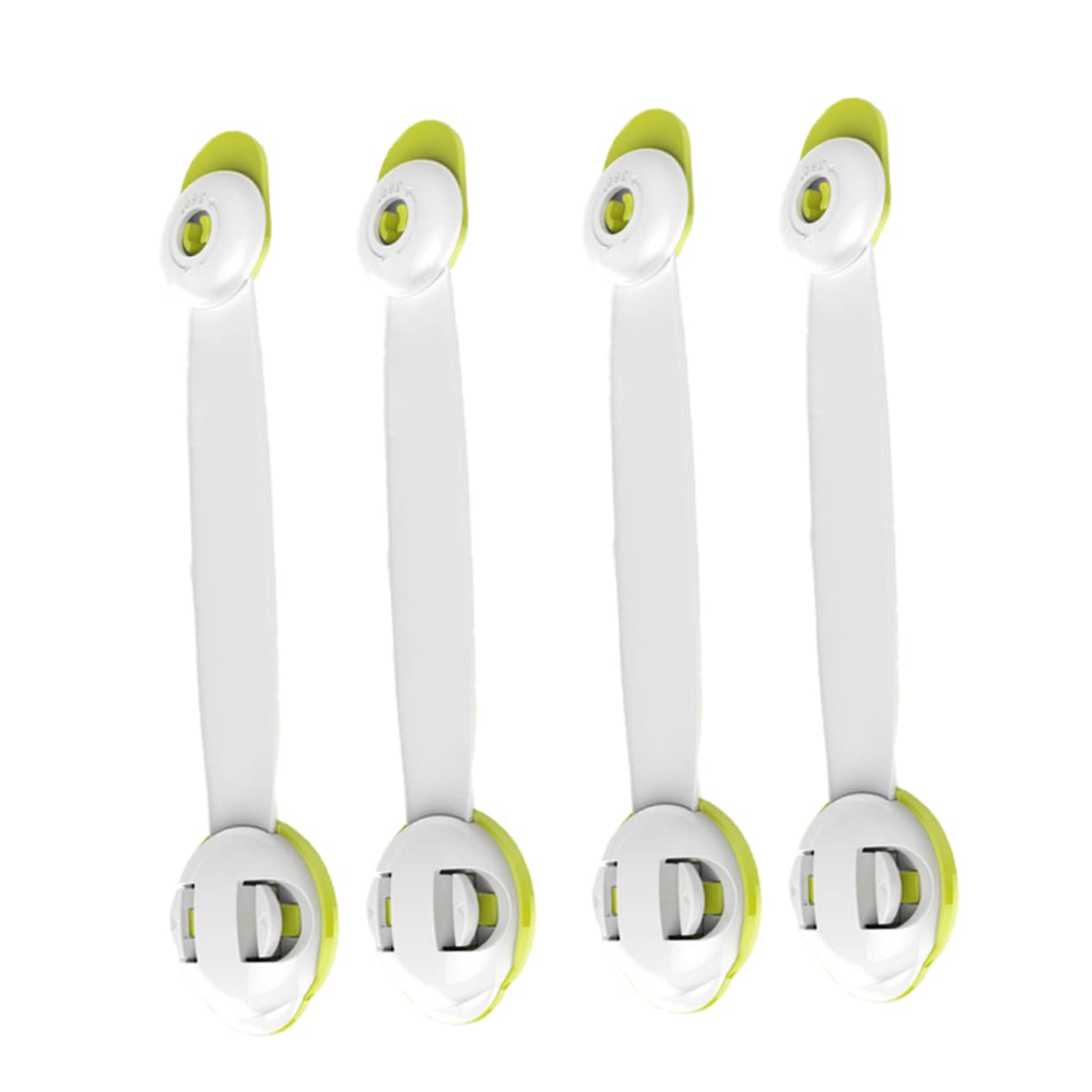 DOITOOL Self-Adhesive Child Safety Locks 4PCS Double Button Cabinet Locks for Fridges Drawers Doors 360 Degree Rotatable Baby Proof Green