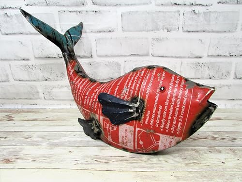 Rustic 13" Long Repurposed Recycled Scrap Metal Red Tail Up