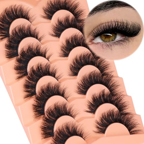 FARRED Natural Lashes Short Eyelashes Wispy False Mink Lash Pack 14 Pair Natural Look Fluffy Cat Eye Strip Eyelash Small Fake Lashes Full Pestañas Sets for MUA and Beginners Daily Makeup (F1 | 8-14mm)