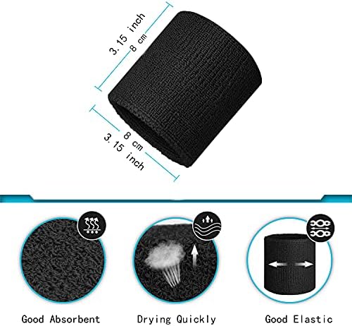 Wristbands Sweatbands Wrist Men Women 2 PCS Sports Sweat Bands for Running Exercise Gym Sports Tennis Basketball Moisture Wicking (Size: 3.15 x 3.15 inches)
