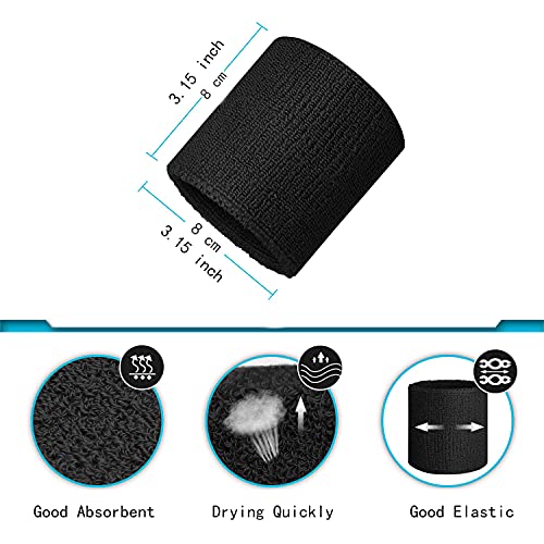 Foto von Schweißbänder Sport Wristbands 2 Pack, Sport Schweißband Armband Weiche verdickte Baumwolle, für Fußball Basketball Tennis Gymnastik (Weiß)