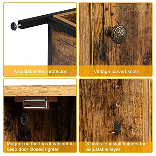 Lukeo Brown Retro Style Indoor Living Room, Single Door, Double Rack, Wooden Tv Cabinet, Tv Rack, Living Room Furniture #TOP5