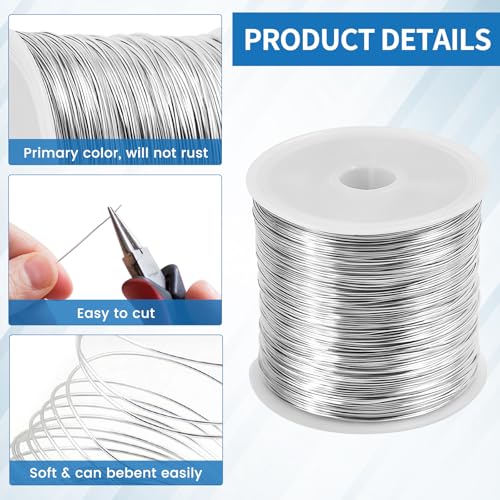 Image of 26 Gauge Tarnish Resistant Copper Wire 328ft for Jewelry Wire（Silvery） | (0.4mm X 100m) durable craft copper wire, ideal for handmade ornaments design and various DIY handcraft projects