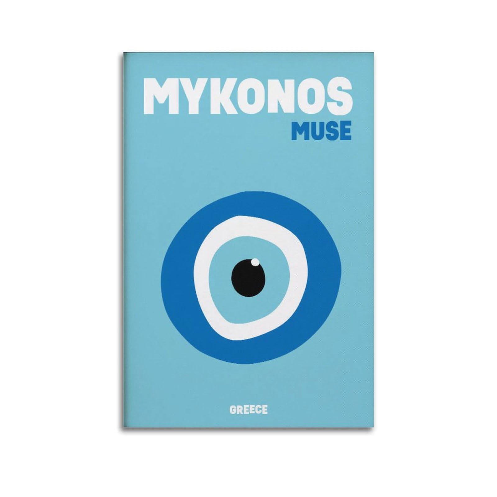 xiaoxiaoshen Mykonos Evil Eye Greece Travel Canvas Poster Wall Art Prints Room Aesthetic Murals Bedroom And Living Decorations 24x36inch(60x90cm)
