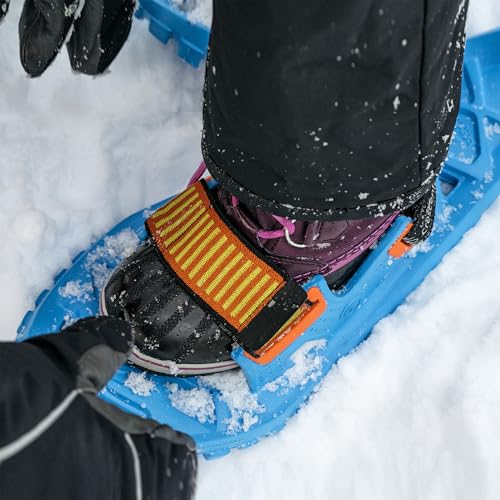 Crescent Moon Lightweight Youth Foam Snowshoes, Perfect Kid Snowshoes for Snowshoeing, Toddler and Kids Snow Shoes with Secure Hook & Loop Bindings, Rocker Cloud Deck and Ice Spikes