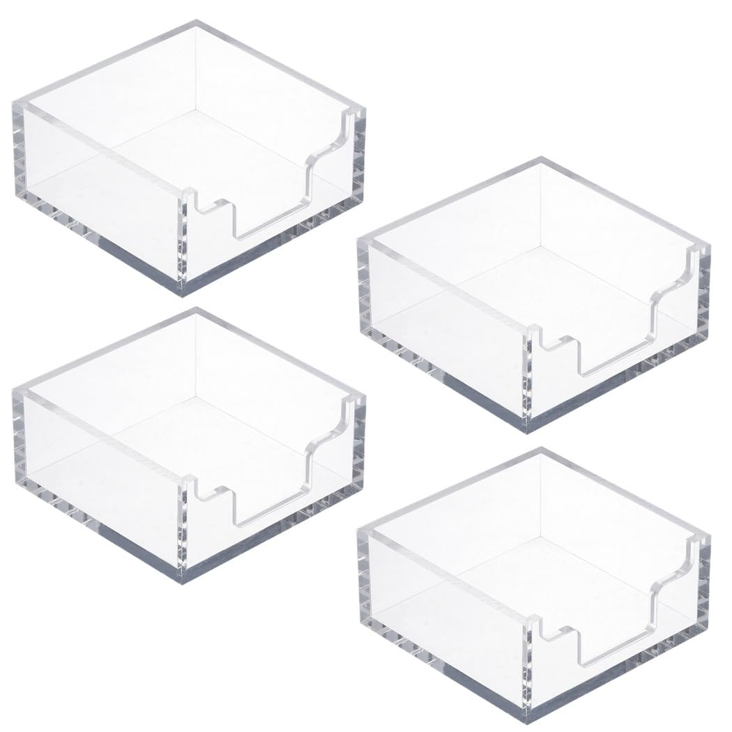 4 servilleteros cuadrados acrílicos para cóctel, dispensador de servilletas de 4 x 4 pulgadas para cocina, baño, bar y restaurante