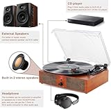 Bluetooth-Vinyl-Plattenspieler mit eingebauten Lautsprechern, unterstützt USB-Cinch-Ausgang...