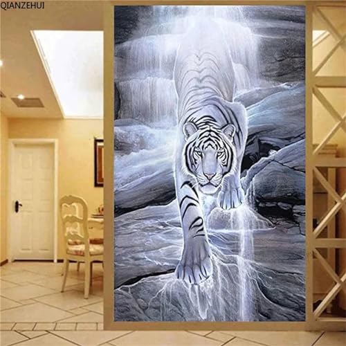 Broderie Diamant Grand Format 90x210cm de Prestige Motif Tigre Blanc 5D