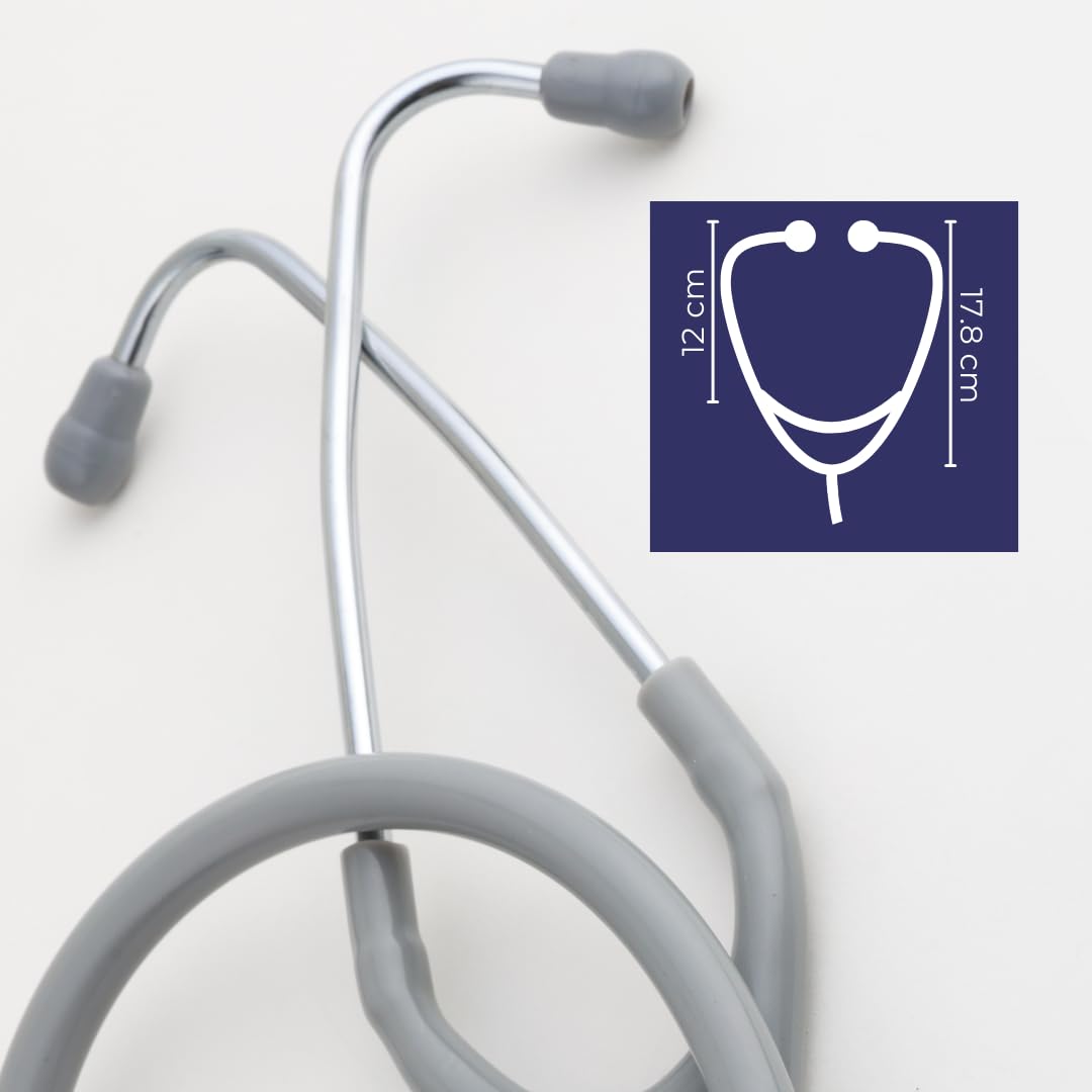 QANTA® Stethoscope Zen Cardio III SS | Dual Diaphragm for Pulmonary and Cardiac Examination | Stainless Steel Chest Piece | Dual Head | For Doctors and Medical Professionals | For Adult and Pediatric Use (Grey) 3