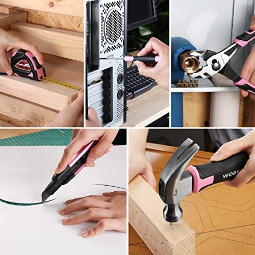Image of WORKPRO Pink Tool Set, 3.7V Electric Screwdriver Kit with Toolbox