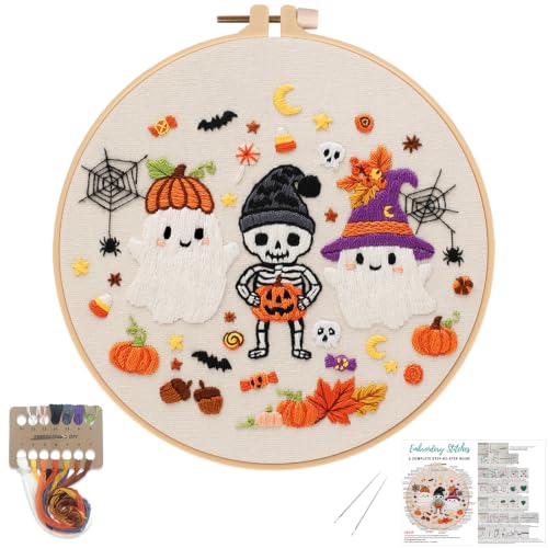 Image of Nuberlic Halloween Embroidery Kit for Beginners Adult