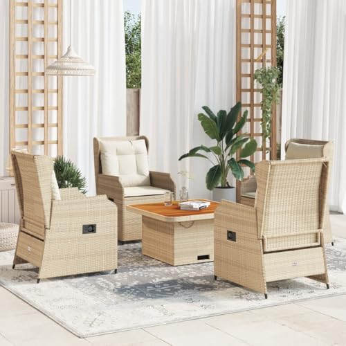 Vetnasa Set Muebles de jardín 5 pzas con Cojines ratán sintético Beige Mobiliario, Muebles de jardín, Conjuntos de jardín Beige 58,8 KG